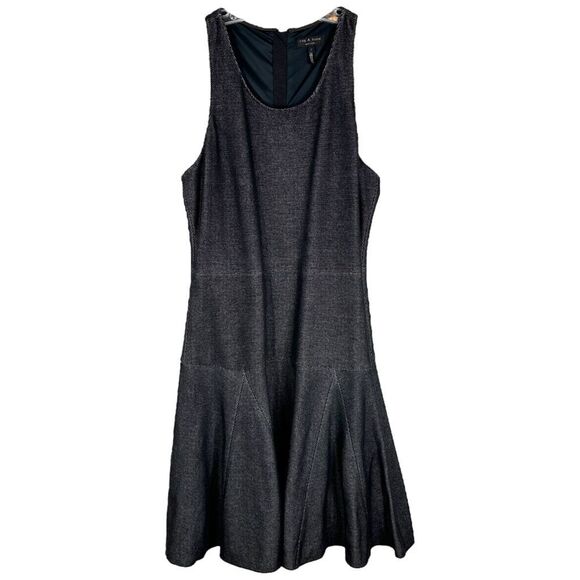 Rag & Bone Size 6 Enigma Dress Fit n Flare Drop Waist Black Mini Sleeveless 1470 - Picture 3 of 12